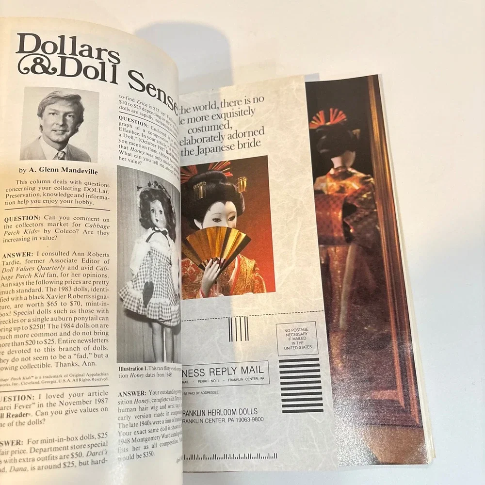 Vintage Doll Reader Magazine April 1988 Barbie Steiner Mechanical Dolls Patterns